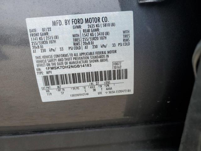 1FMSK7DH2NGB14183 2022 FORD EXPLORER