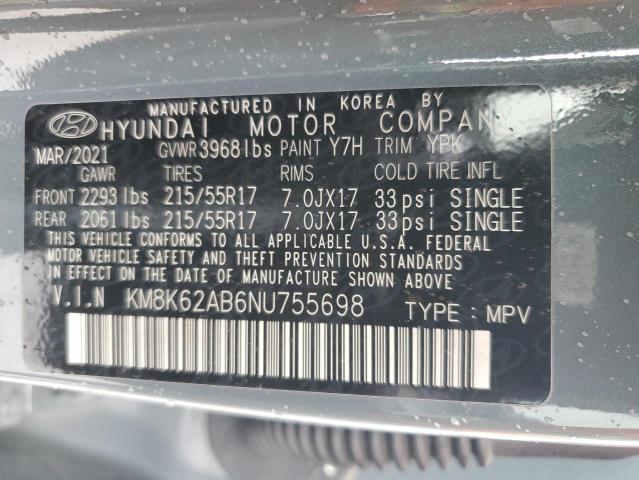 2022 HYUNDAI KONA SEL - KM8K62AB6NU755698