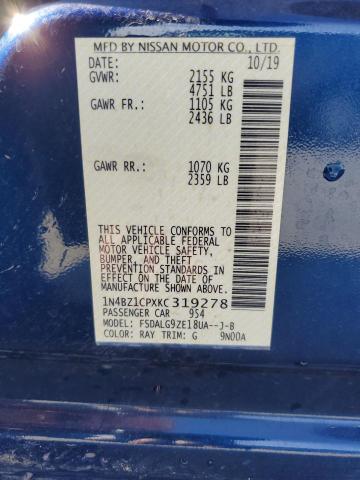 2019 NISSAN LEAF S PLU 1N4BZ1CPXKC319278