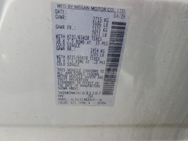 2019 NISSAN PATHFINDER - 5N1DR2MN7KC631267