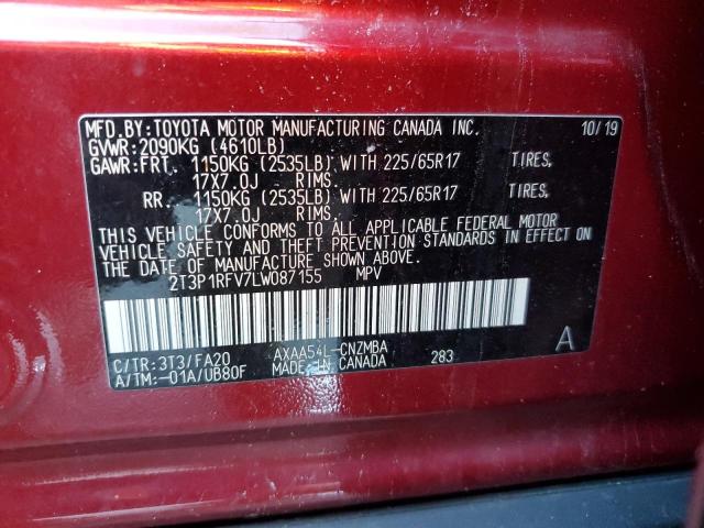 2020 TOYOTA RAV4 XLE - 2T3P1RFV7LW087155