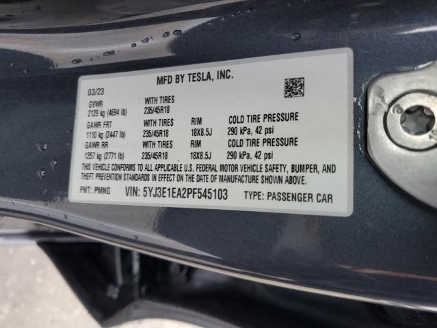 2023 TESLA MODEL 3 5YJ3E1EA2PF545103