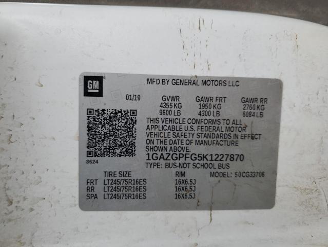 2019 CHEVROLET EXPRESS G3 1GAZGPFG5K1227870