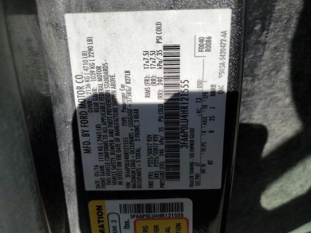 2017 FORD FUSION SE - 3FA6P0LU4HR121555