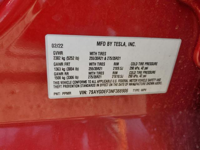 2022 TESLA MODEL Y - 7SAYGDEF3NF388906