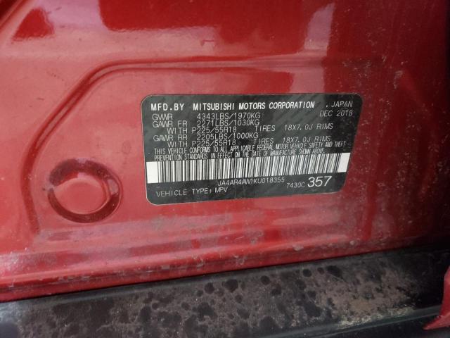 2019 MITSUBISHI OUTLANDER - JA4AR4AW1KU018355