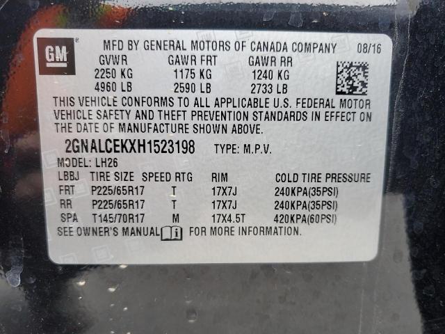 2017 CHEVROLET EQUINOX LT - 2GNALCEKXH1523198