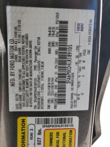 2020 FORD FUSION SEL - 3FA6P0CD4LR189105