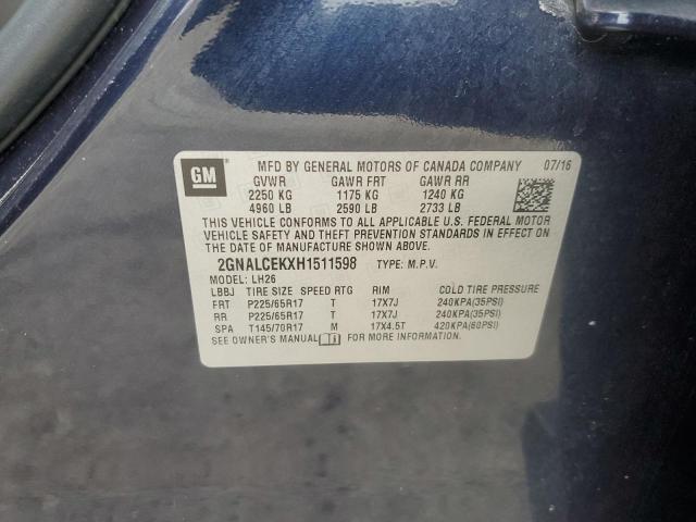 2017 CHEVROLET EQUINOX LT - 2GNALCEKXH1511598
