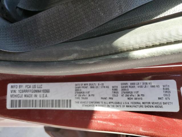 2022 RAM 1500 BIG H - 1C6RRFFG0NN419360