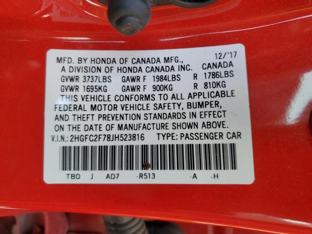 2018 HONDA CIVIC EX - 2HGFC2F78JH523816