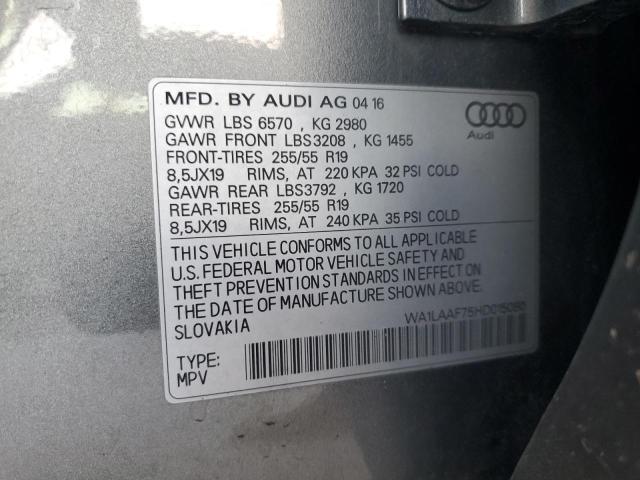 2017 AUDI Q7 PREMIUM WA1LAAF75HD015080
