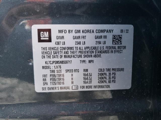 2022 CHEVROLET TRAX 1LT - KL7CJPSM5NB559717