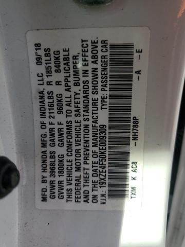 2019 HONDA INSIGHT EX 19XZE4F50KE009309