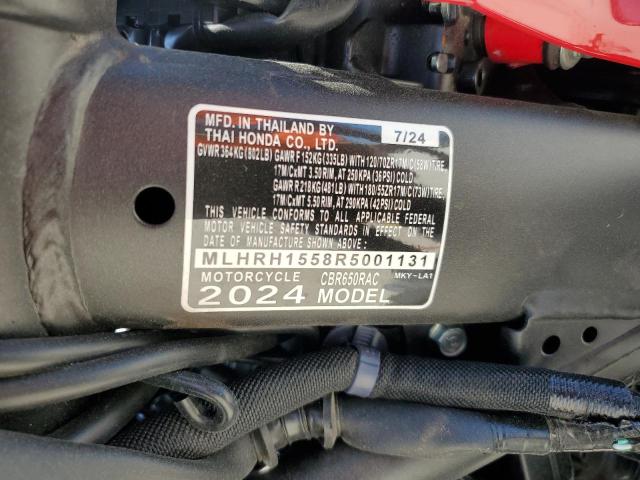 2024 HONDA CBR650 R MLHRH1558R5001131