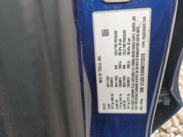 2022 TESLA MODEL 3 - 5YJ3E1EB9NF272070