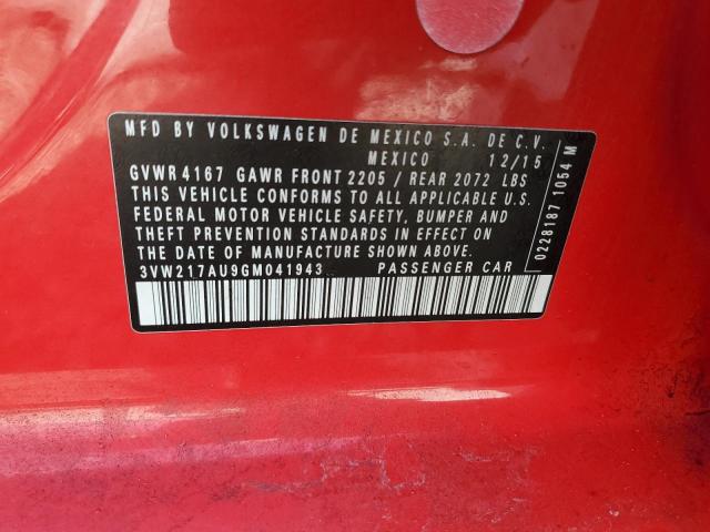 2016 VOLKSWAGEN GOLF S/SE 3VW217AU9GM041943