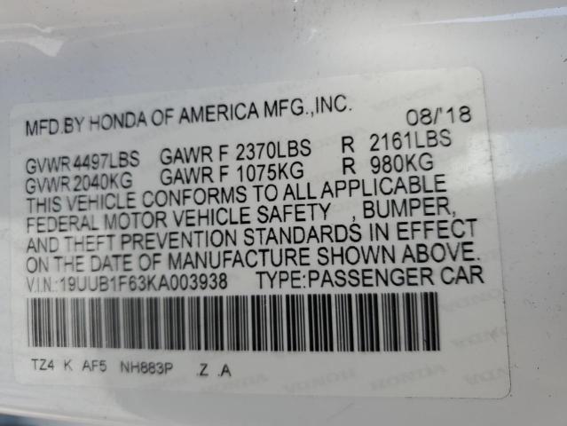 2019 ACURA TLX TECHNO 19UUB1F63KA003938