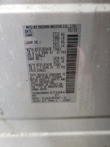2019 NISSAN PATHFINDER 5N1DR2MN8KC635084