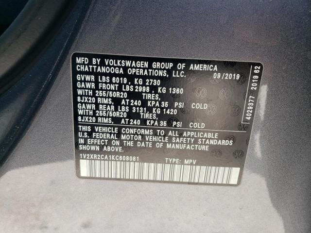 2019 VOLKSWAGEN ATLAS SE 1V2XR2CA1KC608081