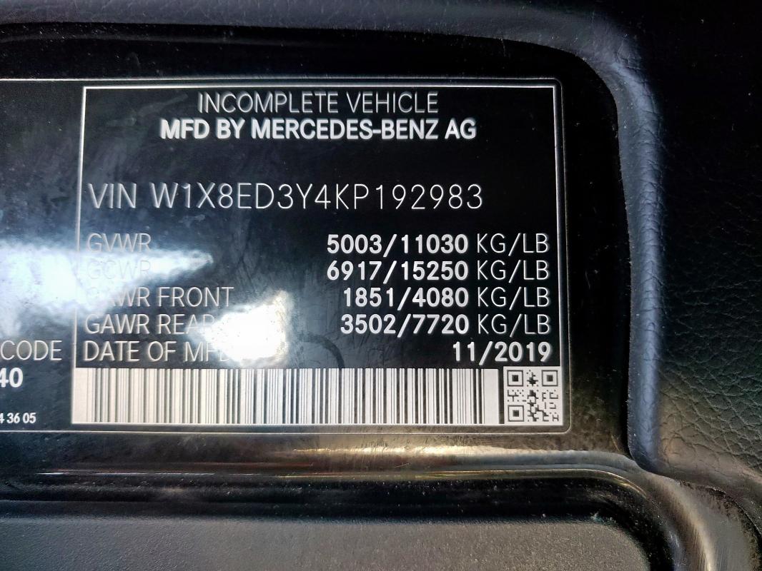 2019 MERCEDES-BENZ SPRINTER 3 W1X8ED3Y4KP192983