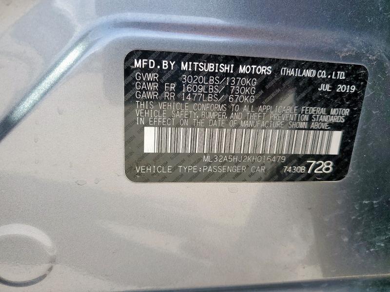 2019 MITSUBISHI MIRAGE LE ML32A5HJ2KH016479