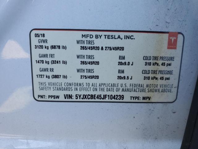 2018 TESLA MODEL X - 5YJXCBE45JF104239