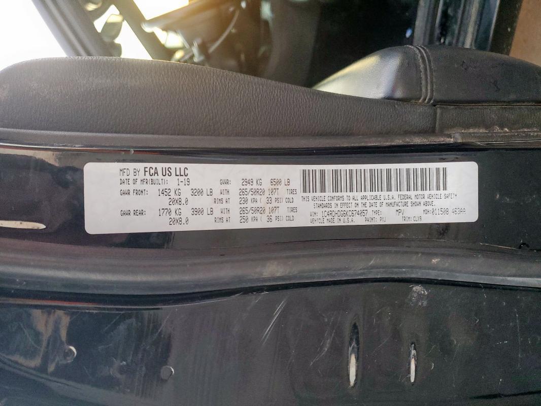 2019 DODGE DURANGO GT - 1C4RDHDG6KC674057