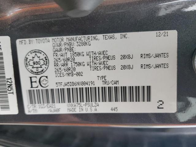 2022 TOYOTA TUNDRA CRE 5TFJA5DB6NX004191
