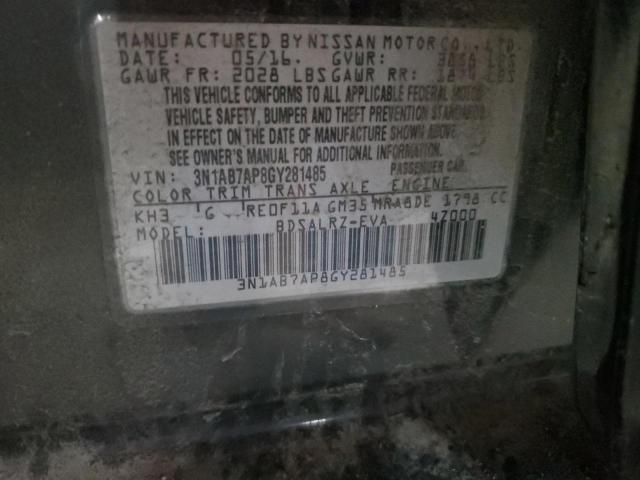 2016 NISSAN SENTRA S - 3N1AB7AP8GY281485