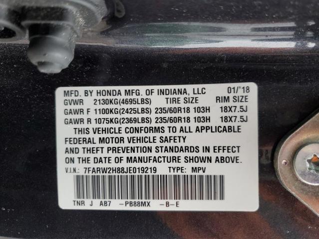 2018 HONDA CR-V EXL - 7FARW2H88JE019219