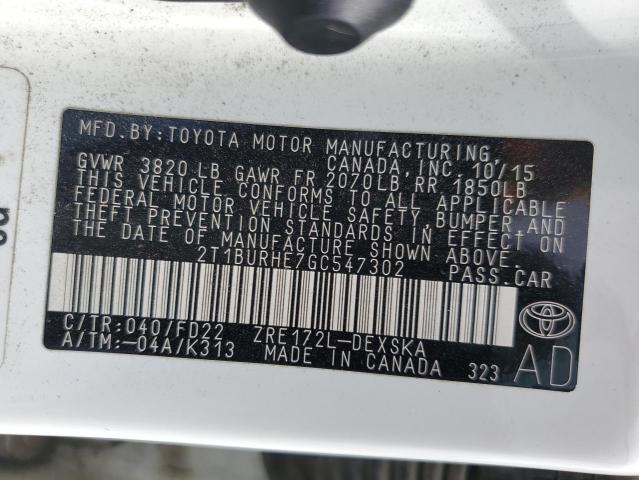 2016 TOYOTA COROLLA L - 2T1BURHE7GC547302