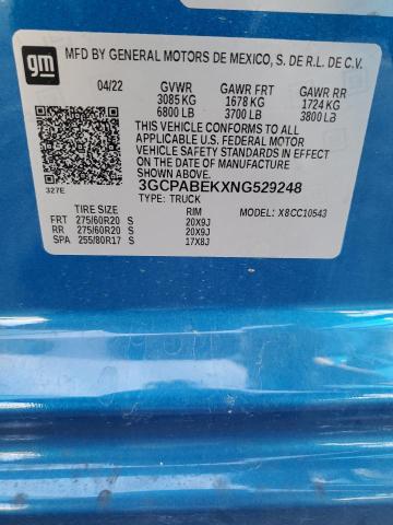 2022 CHEVROLET SILVERADO - 3GCPABEKXNG529248
