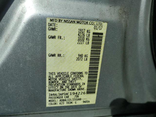 2017 NISSAN ALTIMA 2.5 - 1N4AL3AP5HC194226