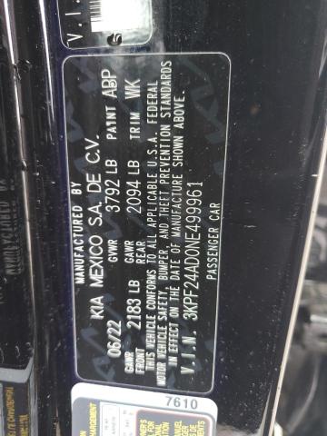 2022 KIA FORTE FE - 3KPF24AD0NE499961