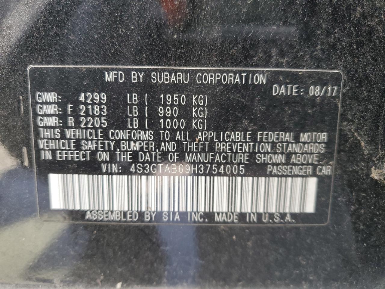 Lot #3141147901 2017 SUBARU IMPREZA PR