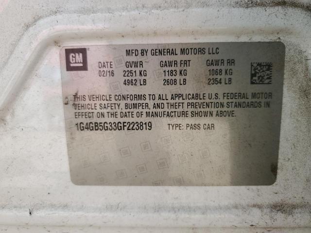 2016 BUICK LACROSSE - 1G4GB5G33GF223819