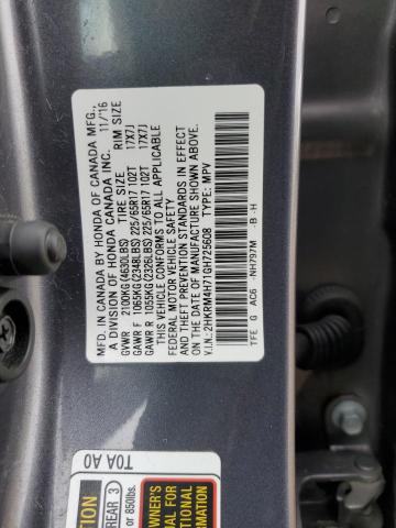 2016 HONDA CR-V EXL - 2HKRM4H71GH725608