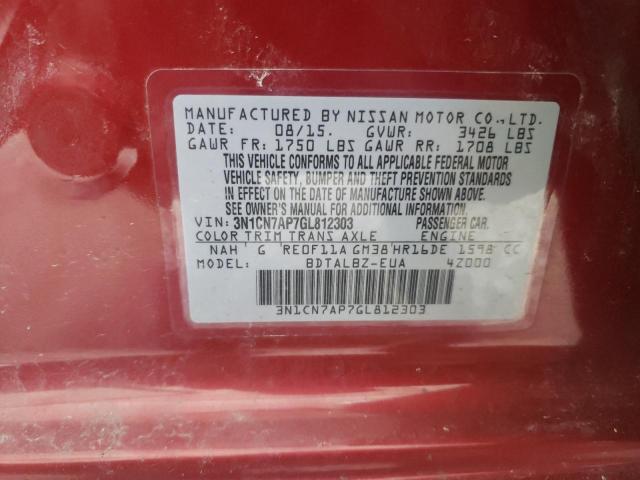 2016 NISSAN VERSA S - 3N1CN7AP7GL812303