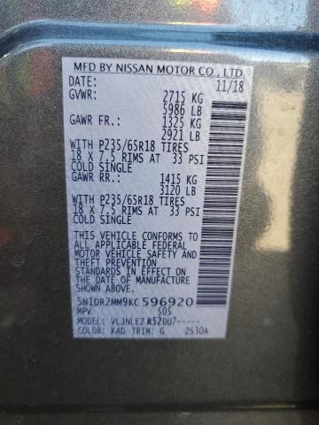 2019 NISSAN PATHFINDER - 5N1DR2MM9KC596920