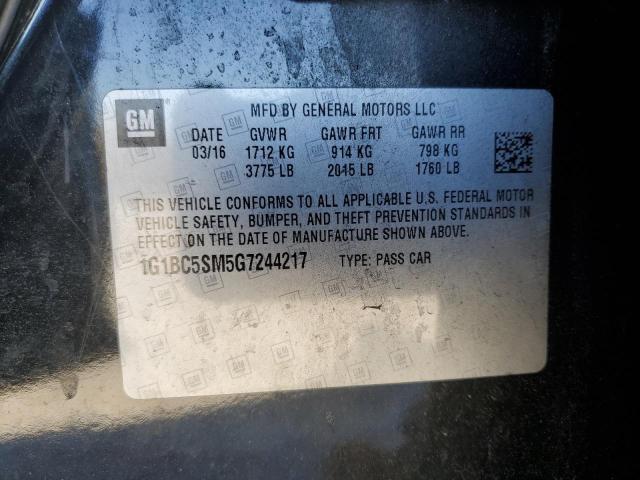 2016 CHEVROLET CRUZE LS 1G1BC5SM5G7244217