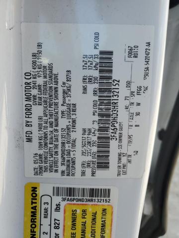 2017 FORD FUSION SE - 3FA6P0HD3HR132152