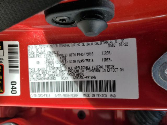 2022 TOYOTA TACOMA 3TMCZ5AN2NM481092