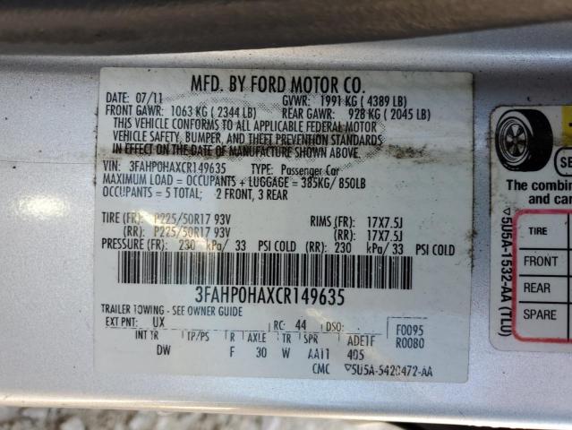 2012 FORD FUSION SE - 3FAHP0HAXCR149635