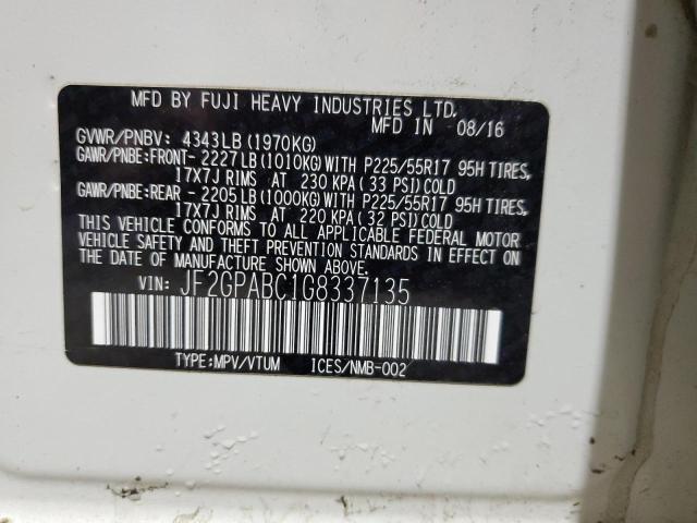 2016 SUBARU CROSSTREK - JF2GPABC1G8337135
