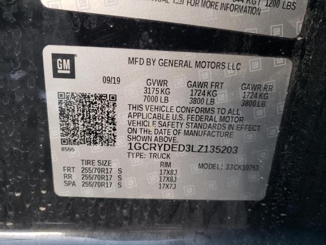 2020 CHEVROLET SILVERADO - 1GCRYDED3LZ135203