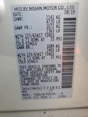 5N1AT2MV3LC721831 2020 NISSAN ROGUE