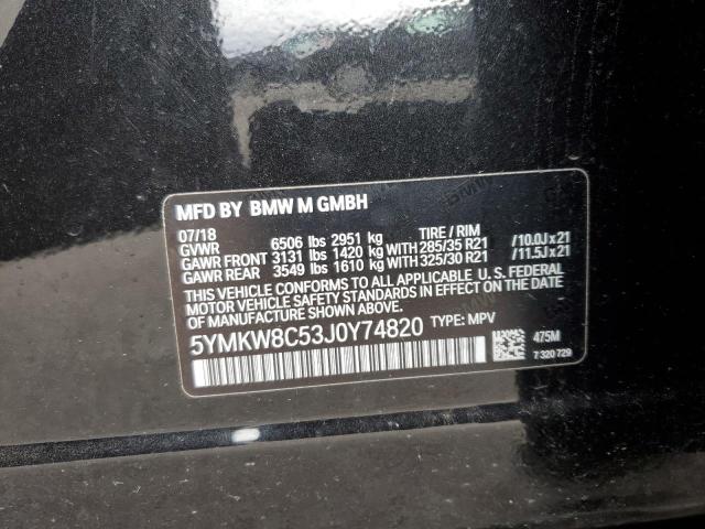 2018 BMW X6 M 5YMKW8C53J0Y74820