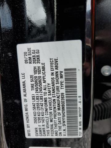2021 HONDA PILOT SE 5FNYF6H29MB023939