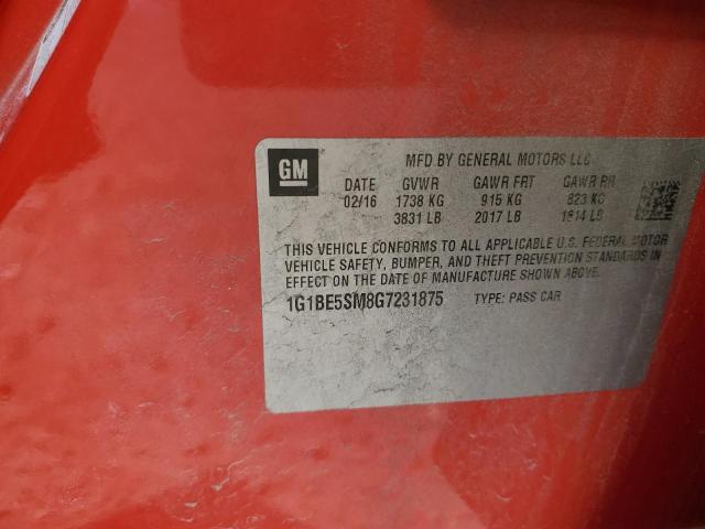 2016 CHEVROLET CRUZE LT - 1G1BE5SM8G7231875